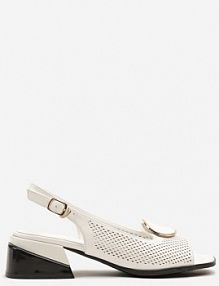 Białe Sandały Vices na Słupku Ozdobione Perforacją Zisena