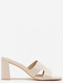 Beżowe Klapki Vices na Słupkowym Obcasie z Wkładką ze Skóry Naturalnej Foleria damskie