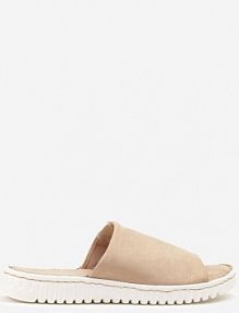 Beżowe Klapki Vices z Imitacji Zamszu na Podeszwie ze Żłobieniami Dorovia damskie