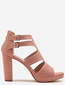 Różowe Sandały na Słupku Vices Ozdobione Wycięciami i Perforacją Firaleia