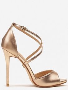 Szampańskie Sandały na Szpilce Vices Ozdobione Paskami Dorotina