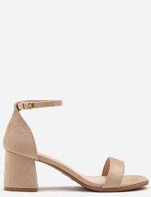 Ciemnobeżowe Basicowe Sandały Vices na Słupku Soretta