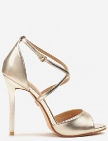Złote Sandały na Szpilce Vices Ozdobione Paskami Dorotina