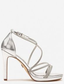 Srebrne Sandały Vices na Szpilce Ozdobione Cyrkoniami Sarerelle