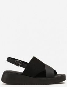 Czarne Sandały Vices na Koturnie Ozdobione Wycięciami Sarerene