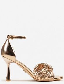 Szampańskie Sandały na Szpilce Vices Ozdobione Supełkami Saromelle