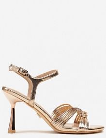 Szampańskie Sandały Vices na Szpilce Ozdobione Połyskiem Dorittia