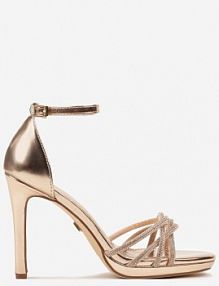 Szampańskie Sandały Vices na Szpilce z Cyrkoniami Sarameira