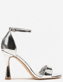 Srebrne Sandały na Szpilce Vices z Wkładką ze Skóry Naturalnej Lumarete