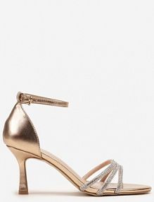 Szampańskie Sandały na Szpilce Vices Ozdobione Cyrkoniami Lumavineae
