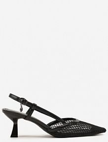 Czarne Sandały Vices na Kaczuszce Slingback z Siateczkową Cholewką Lumevile