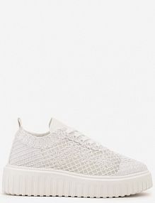 Białe Sneakersy Vices na Platformie z Ażurową Cholewką Lumerise damskie
