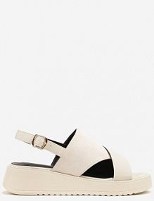 Beżowe Sandały Vices na Koturnie Ozdobione Wycięciami Sarerene