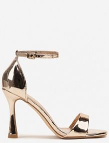 Szampańskie Sandały na Szpilce Vices z Wkładką ze Skóry Naturalnej Lumarete