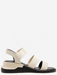 Beżowe Sandały Vices na Koturnie Ozdobione Paskami z Plecionki Atoriela