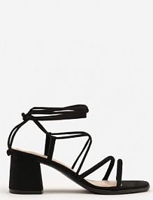 Czarne Sandały Vices na Słupku z Wiązaniem Atenelle