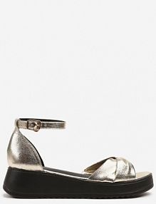 Złote Sandały Vices z Ozdobną Cholewką i Paskiem z Klamerką Rearosa damskie