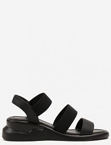 Czarne Sandały Vices na Koturnie Ozdobione Paskami z Plecionki Atoriela