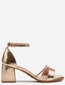 Szampańskie Sandały Vices na Słupkowym Obcasie z Cyrkoniowym Zdobieniem Galisena