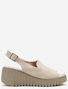 Beżowe Sandały na Tłoczonym Koturnie Vices Reaveline