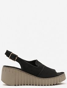 Czarne Sandały na Tłoczonym Koturnie Vices Reaveline