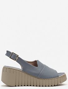 Niebieskie Sandały na Tłoczonym Koturnie Vices Reaveline