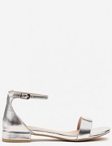 Srebrne Sandały Vices na Niskim Obcasie z Paskiem wokół Kostki Frodaia damskie