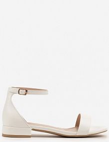 Białe Sandały Vices na Niskim Obcasie z Paskiem wokół Kostki Frodaia damskie