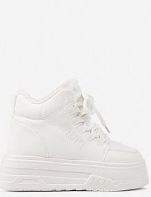 Białe Sneakersy na Grubej Podeszwie Mocno Ocieplane Futrem Leavinael vices damskie