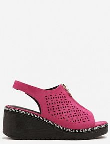 Fuksjowe Sandały Vices na Koturnie z Ażurową Cholewką i Suwakiem Linalunea