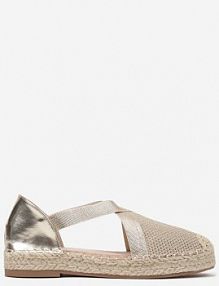 Złote Plecione Espadryle z Ozdobnymi Paskami Morithia Renee damskie