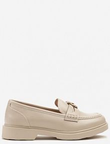 Beżowe Mokasyny ze Skórzaną Wkładką i Ozdobą Meralitia Renee damskie