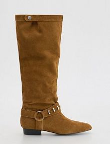 Zamszowe kozaki Reserved ciemnobrązowe damskie 017FG-89X