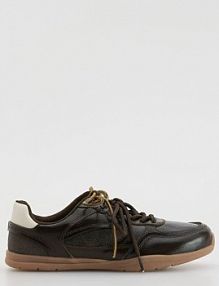 Skórzane sneakersy Reserved ciemnobrązowe damskie 025FG-89X