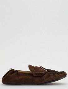 Zamszowe loafersy Reserved ciemnobrązowe 106FF-89X