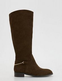 Zamszowe kozaki Reserved ciemnobrązowe damskie 115HS-89X