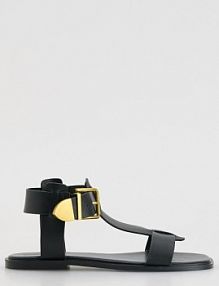 Skórzane sandały Reserved czarne damskie 123FF-99X