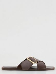 Klapki z ozdobną klamrą Reserved bordowe damskie 124FF-83X