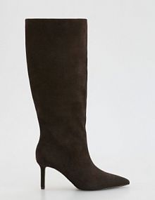 Skórzane kozaki na szpilce Reserved brązowe damskie 174FF-88X