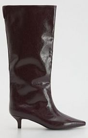 Kozaki na obcasie kitten Reserved bordowe damskie 176FF-83X