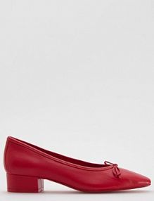 Skórzane baleriny na obcasie Reserved czerwone damskie 292GX-33X