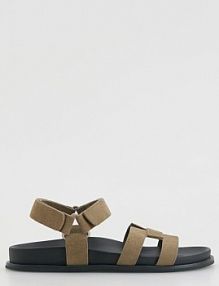 Skórzane sandały Reserved oliwkowe damskie 330CP-91X