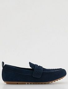 Skórzane mokasyny Reserved granatowe dziecięce 340GT-59X
