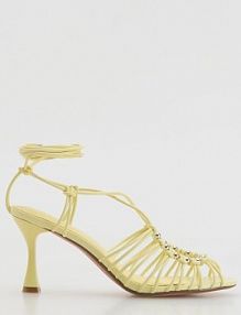 Sandały na obcasie z koralikami Reserved jasnożółte 345GA-10X