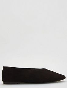 Zamszowe baleriny Reserved ciemnobrązowe damskie 347FF-89X