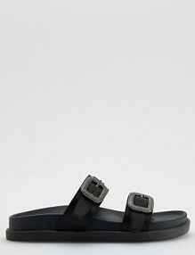 Klapki z klamrami Reserved czarne damskie 354CR-99X