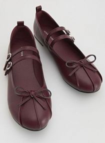 Eleganckie baleriny z kokardą Reserved bordowe dziecięce 367GG-83X