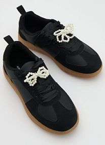 Trampki z perełkami Reserved czarne dziecięce 579GG-99X