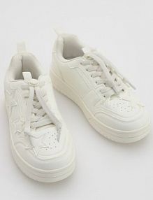 Sneakersy z imitacji skóry Reserved białe dziecięce 580GG-00X