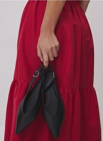 Skórzane baleriny Reserved czarne damskie 587CP-99X